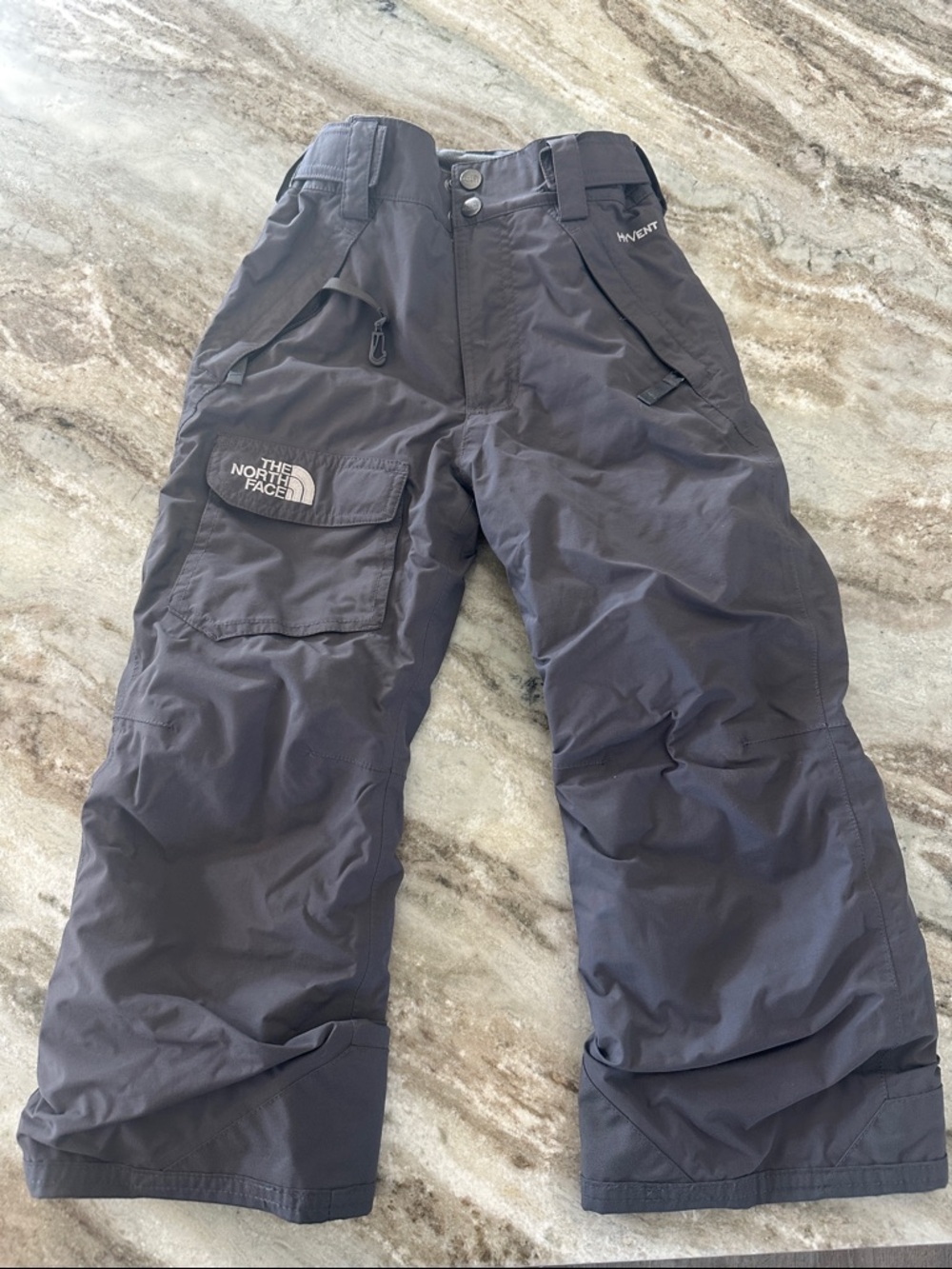 The North Face Boys Dark Gray Cargo Snow Pants - HyVent